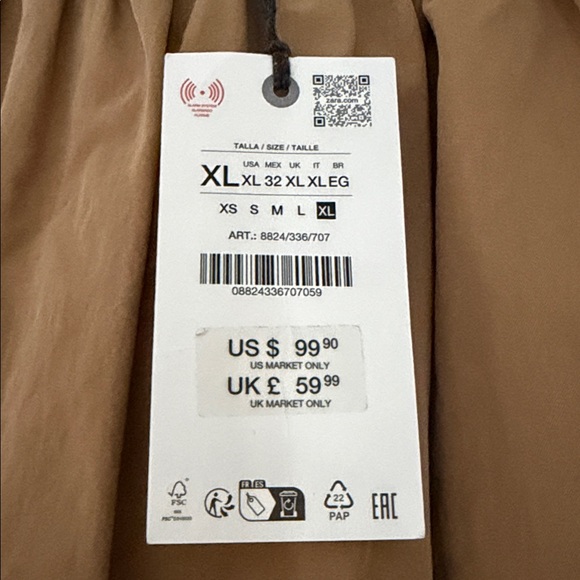 NWT ZARA ZW Collection Cape Midi Skirt Size XL Beige, khaki, taupe - Picture 11 of 13